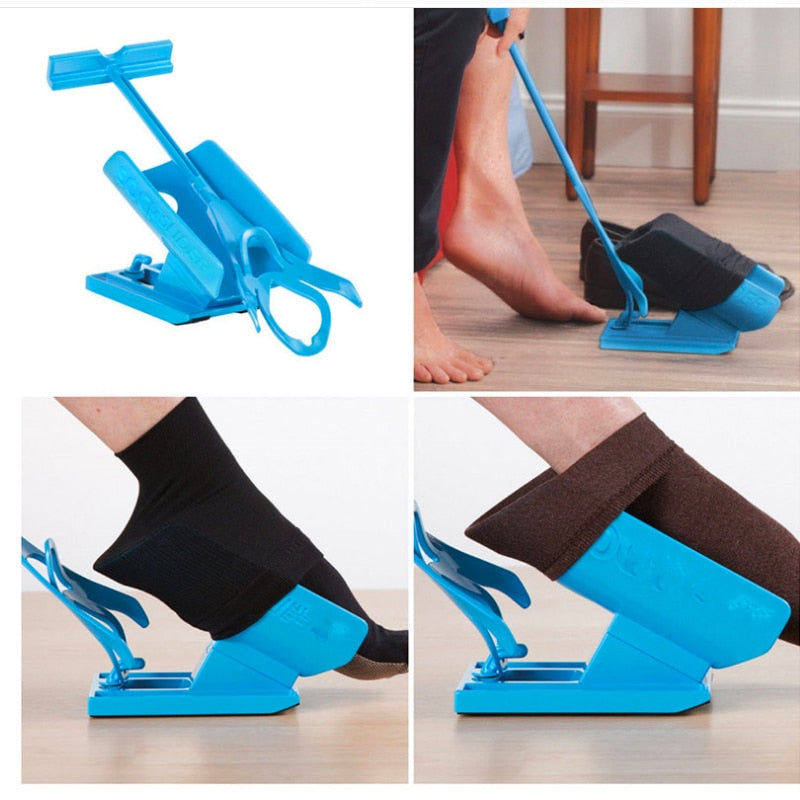 Put socks on smoothly without bending my stiff hips