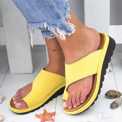 Women's Wide Toe Box Platform Sandals - Soft PU Leather